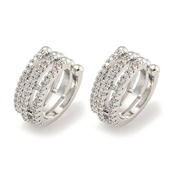Brass Micro Pave Cubic Zirconia Cuff Earrings