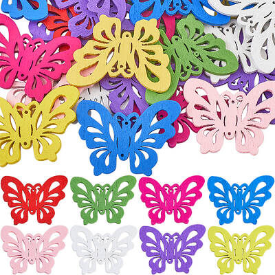 32Pcs Dyed Wood Connector Charms