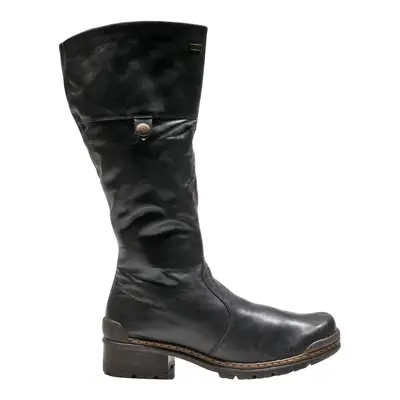 RIEKER High Boots Black Leather Womens UK 8