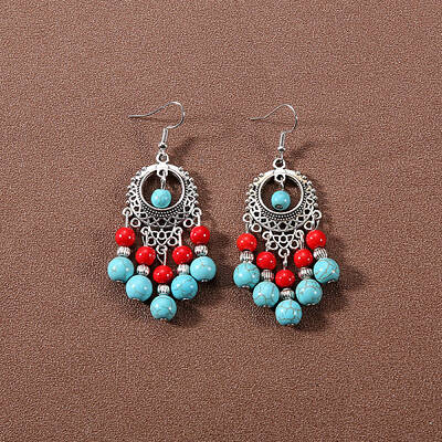 Bohemian tassel turquoise earrings