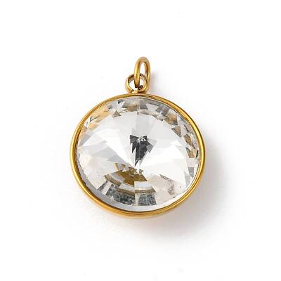 316 Stainless Steel Faceted Glass Pendants