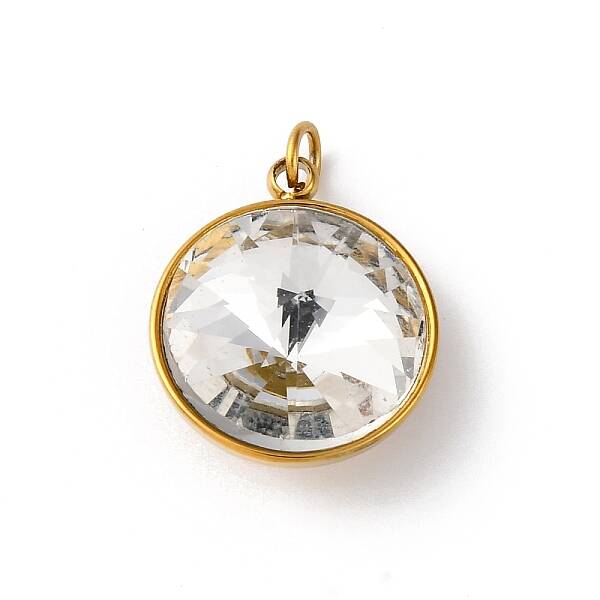 316 Stainless Steel Faceted Glass Pendants