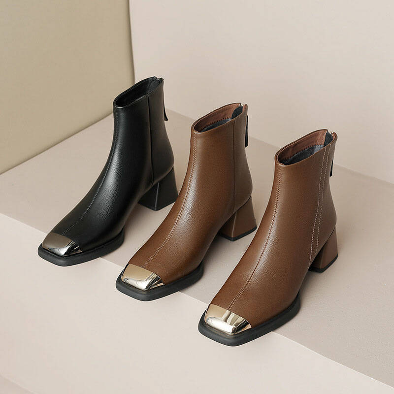 CHIKO Chane Square Toe Block Heels Ankle Boots