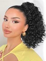 12 Inch Black Long Curly Ponytail Extension, Natural Fluffy Drawstring Ponytail Hair Extensions for Women, Synthetic Hairpiec...