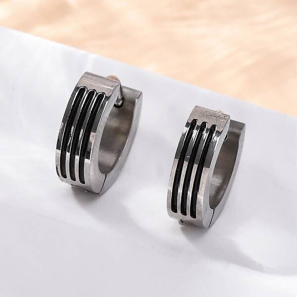 304 Stainless Steel with Enamel Hoop Earrings