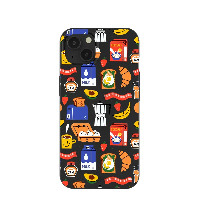 Black Breakfast Time iPhone 13 Case