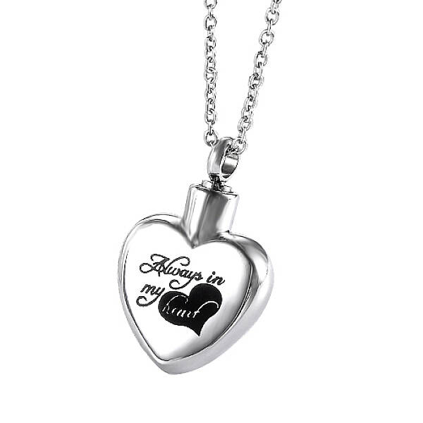 Non-Tarnish Heart with Word Stainless Steel Pendant Necklaces