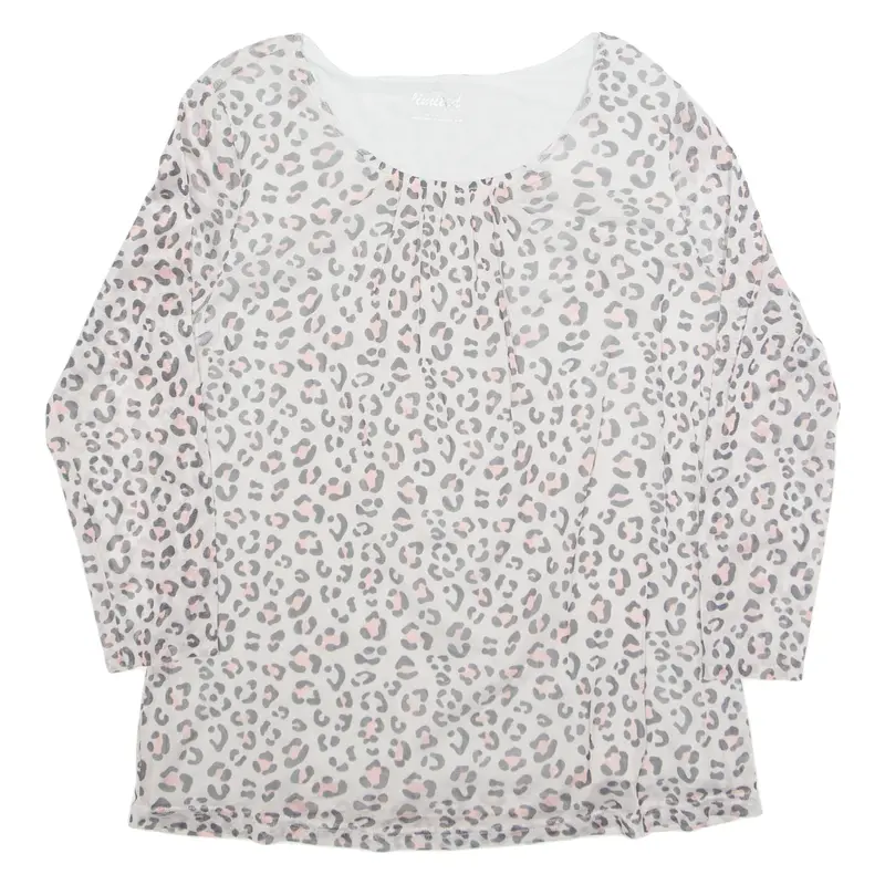 TCHIBO Cheetah Womens Printed Top Grey 3/4 Sleeve Animal Print M