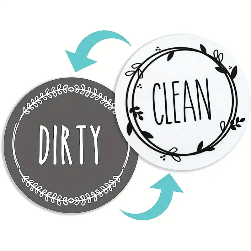 Dishwasher Magnet Clean/Dirty Sign, Universal Double-sided Clean/Dirty Magnetic Sign for Household Dishwasher & Washing Machi...
