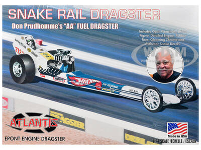 Skill 2 Model Kit Don the Snake Prudhomme's AA Fuel Front Engine Rail Dragster 1/24 Scale Model by Atlantis
