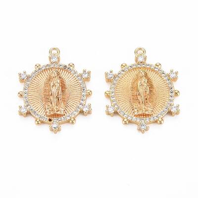 Brass Micro Pave Clear Cubic Zirconia Pendants
