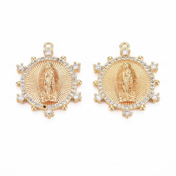 Brass Micro Pave Clear Cubic Zirconia Pendants