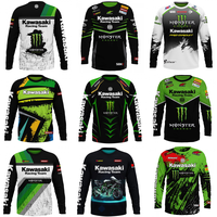 Kawasaki Monster Energy Racing Lightweight Breathable Long Sleeve Shirt Motorcycle Jersey Motocross Apparel SMX Dirt Bike App...