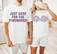 Funny Couples 4th Of July T-shirt, Vintage Just Here For The Fireworks T-shirt, Retro Red White And Boozed T-shirt, Gift For ...