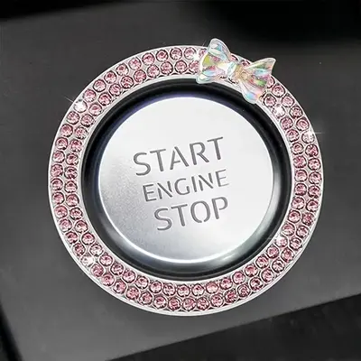 Rhinestone Decor Car Engine Start Stop Button Ring, Car Engine Start Stop Decoration, Universal Car Interior Accessories for ...