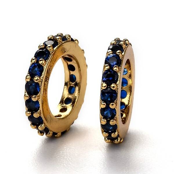 Brass Micro Pave Cubic Zirconia European Beads