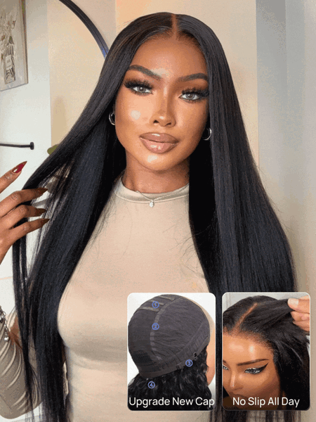 Nadula 7x5 Byebye Knots Wig Yaki Straight Put On and Go With Elastic Drawstring and No Slip Wig