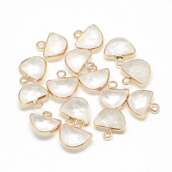 Natural Quartz Crystal Semi Circle Pendants