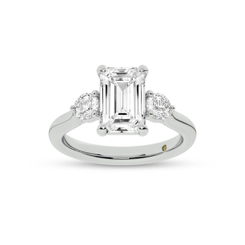 Aevum Classic Three Stone Emerald Cut Lab Grown Diamond Engagement Ring | 18K White Gold 2 CT. TW.