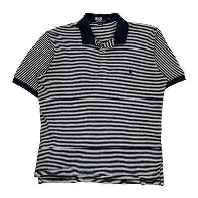Polo By Ralph Lauren Striped Polo Shirt - Large Black & White Cotton | Size: large