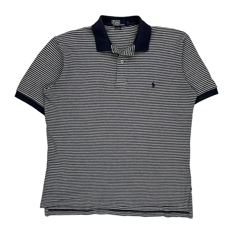 Polo By Ralph Lauren Striped Polo Shirt - Large Black & White Cotton | Size: large