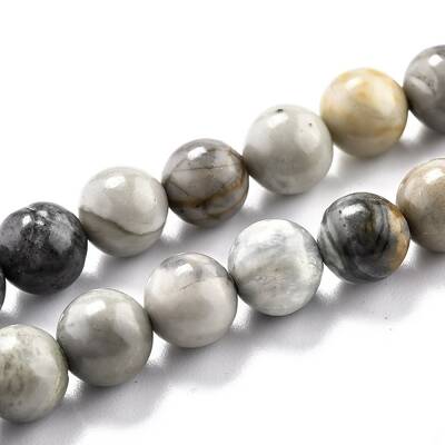 Round Natural Polychrome Jasper/Picasso Stone/Picasso Jasper Beads Strands