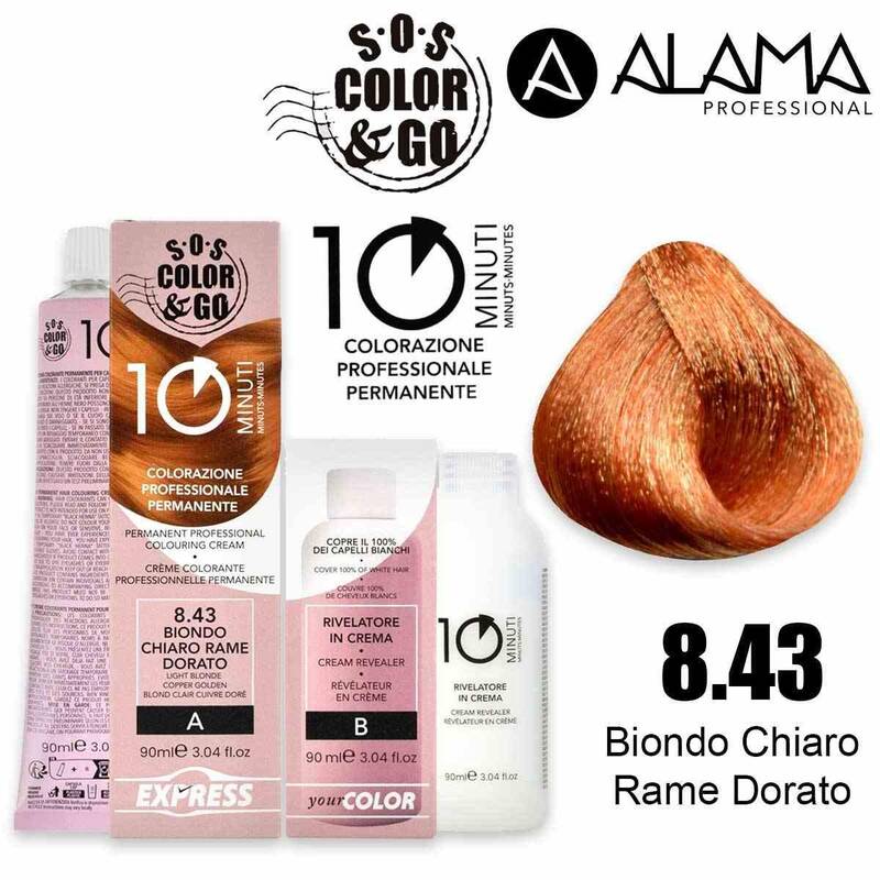 Alama Permanent Coloring SOS and Cream Developer 8.43 Copper Blonde 90Ml