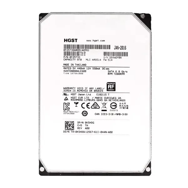 K5HDG Dell 8TB 6Gb/s SATA 7200 3.5-Inch Hard Drive