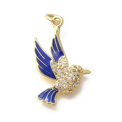 Brass Micro Pave Clear Cubic Zirconia Enamel Pendants