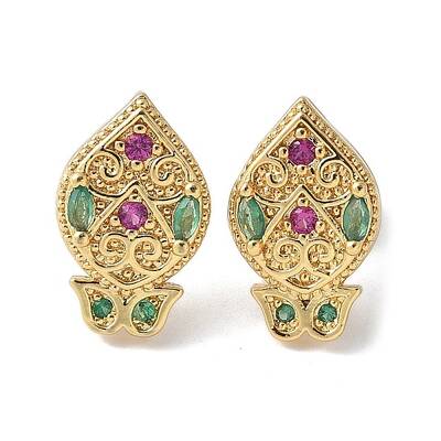 Brass Micro Cubic Zirconia Stud Earrings