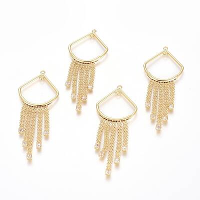 Brass Micro Pave Cubic Zirconia Links connectors