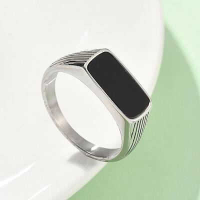 316L Stainless Steel Natural Gemstone Finger Rings for Women