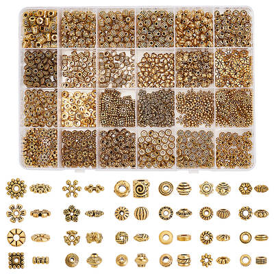 1200Pcs 24 Styles Tibetan Style Alloy Beads Sets