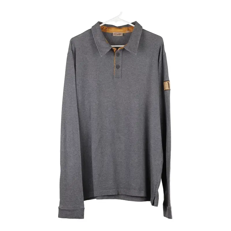 Alviero Martini Long Sleeve Polo Shirt - 2XL Grey Cotton