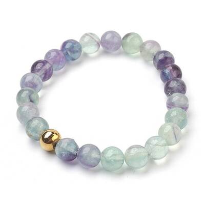Natural Fluorite Beads Stretch Bracelets