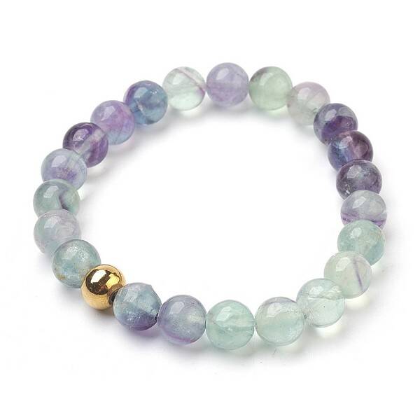 Natural Fluorite Beads Stretch Bracelets
