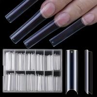 Clear Extra Long C Curve Fake Nail Tips, 240pcs/set Deep C Curve Acrylic Fake Nail Tips with Box for Nail Salon and DIY, 12 S...