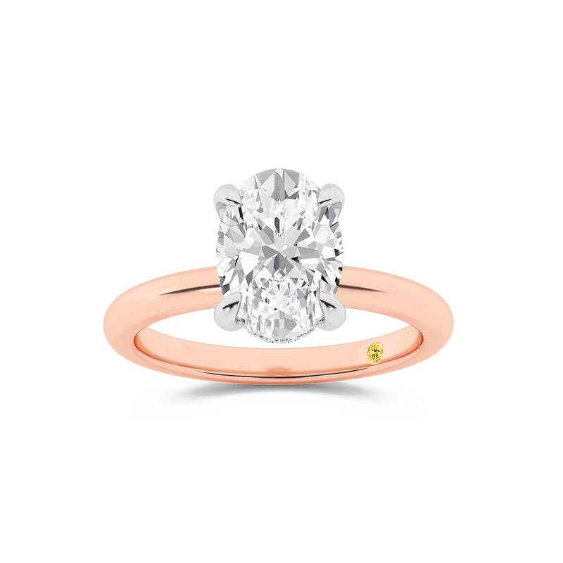 Fez Lab Grown Hidden Halo Oval Shape Diamond Engagement RIng | 14K Rose Gold 1 5/8 ct. tw.