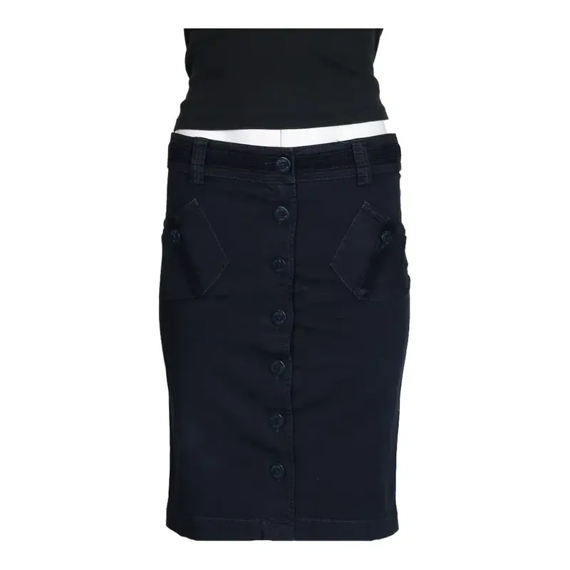Armani Jeans Midi Skirt - 31W UK 12 Navy Cotton
