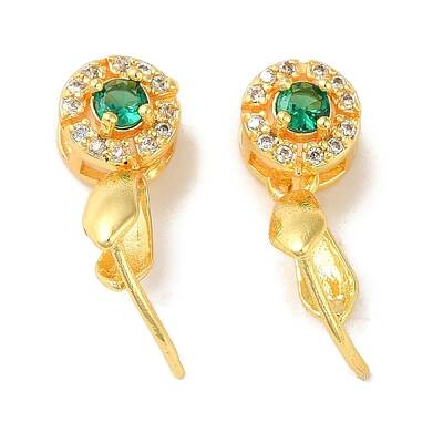 Rack Plating Brass Pave Cubic Zirconia Ice Pick Pinch Bails