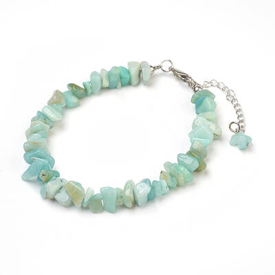 Natural Flower Amazonite Chip Beads Anklets