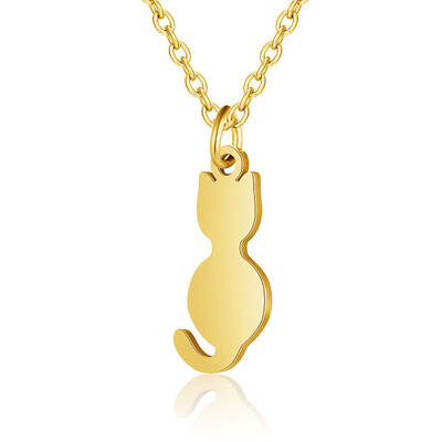 201 Stainless Steel Kitten Pendant Necklaces