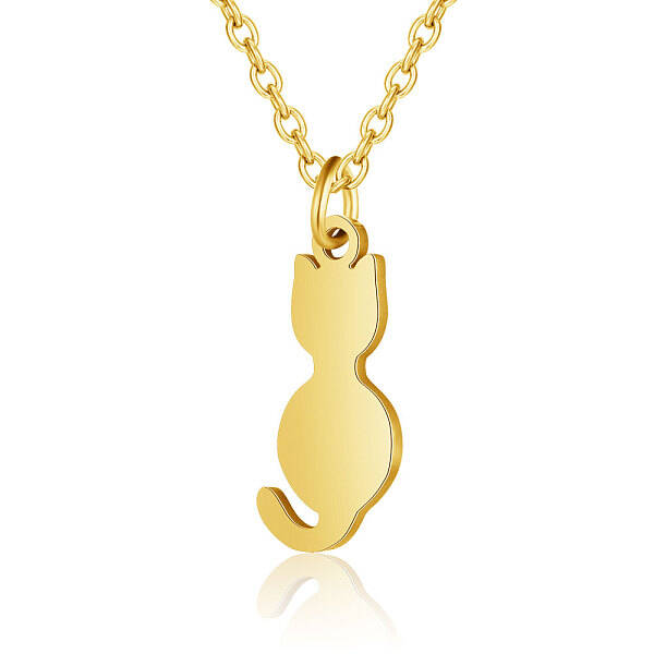 201 Stainless Steel Kitten Pendant Necklaces