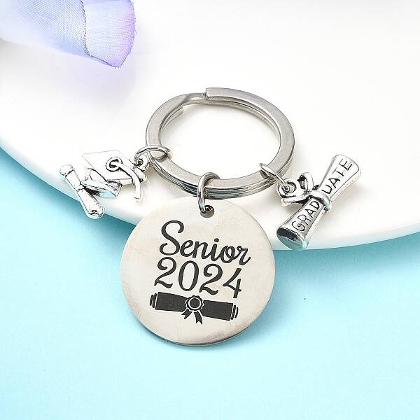 Flat Round Alloy Keychain