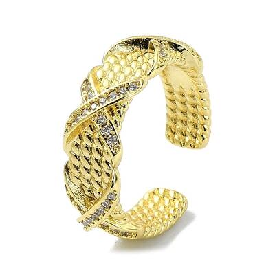 Brass with Cubic Zirconia Open Cuff Ring