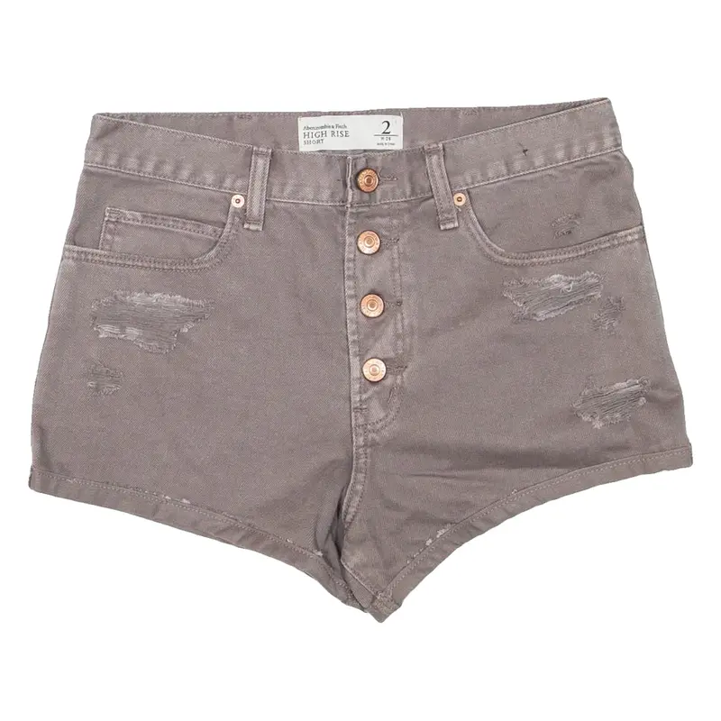 ABERCROMBIE & FITCH High Rise Distressed Womens Denim Shorts Grey XS W26