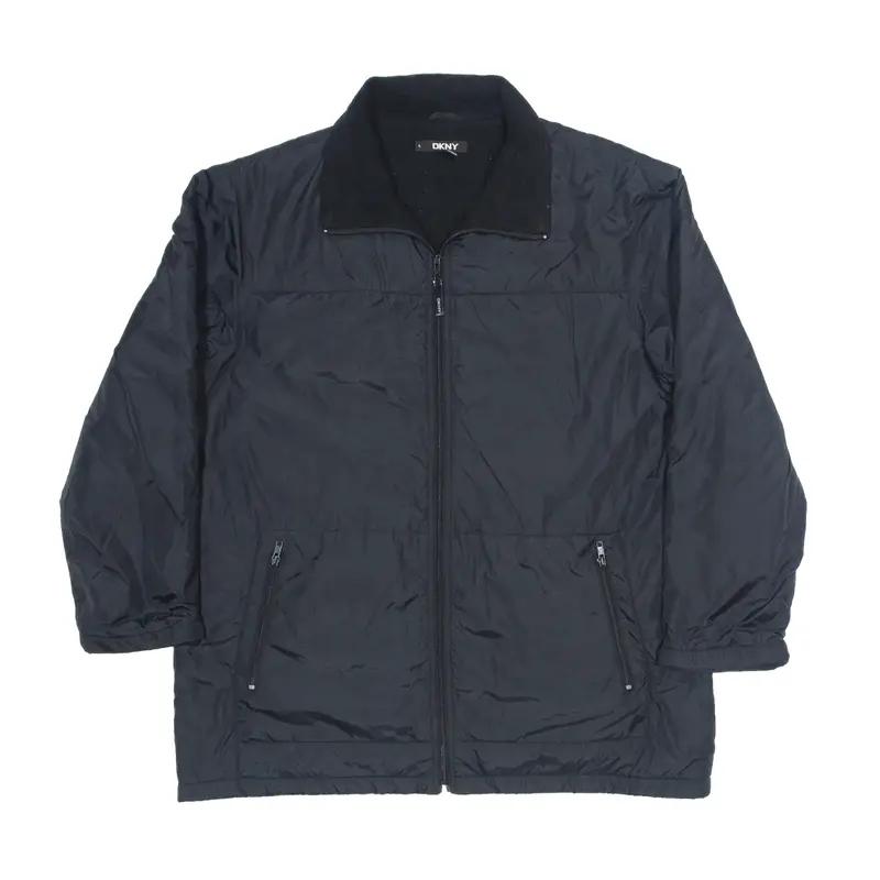 DKNY Insulated Fleece Lined Jacket Black Nylon Mens L