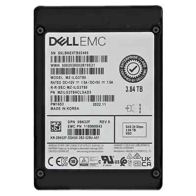 Dell 09N32F | 3.84TB 2.5-inch 24GB/s SAS Triple-Level Cell Read-Intensive ISE Hot-Pluggable Solid State Drive for PowerEdge G...