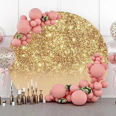 Round Golden Glitter Bokeh Backdrop For Birthday - Aperturee