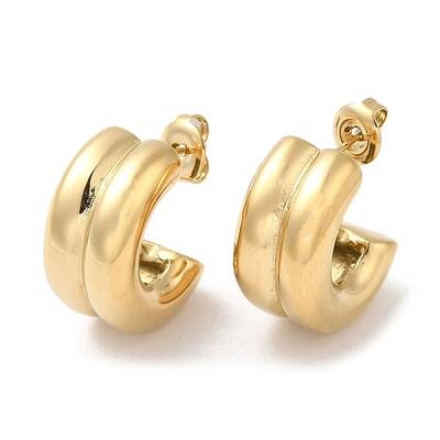 Ion Plating(IP) 304 Stainless Steel Round Stud Earrings